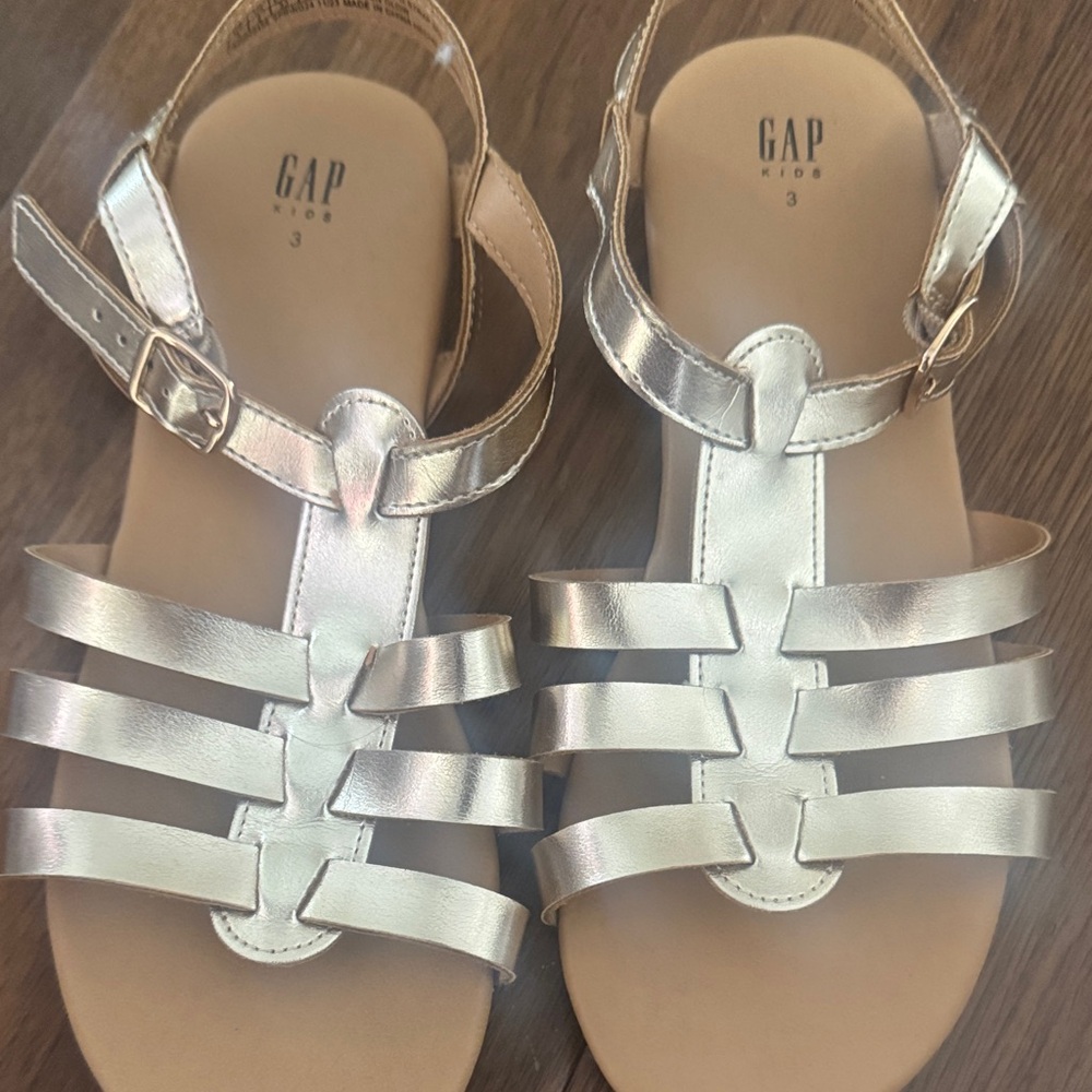 GAP Kids Metallic Silver Strappy Sandals